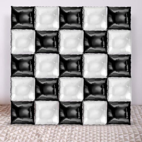 SJZG-25Pcs Ballon Carré Aluminium, Double Face Ballons Carrés Ballon De Mariage Toile De Fond De Ballon Décoration Pour Anniversaire Enterrement De Vie De Jeune Fille (Noir, Blanc)