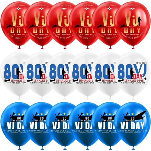 SJZG-Vj Day Lot De 18 Ballons En Latex Pour 80E Anniversaire De Mariage - 30,5 Cm - Ballons Vj Day Pour Décoration De Fête D'Intérieur Ou D'Extérieur