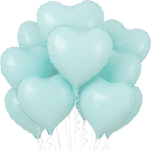 SJZG-20Pcs 18Inch Ballons En Forme De Coeur, Style Mignon Ballons En Aluminium Boho En Forme De Coeur, Décorations De Fête Pour Enfants Adultes Anniversaire Noël Fiançailles Saint-Valentin Baby Shower
