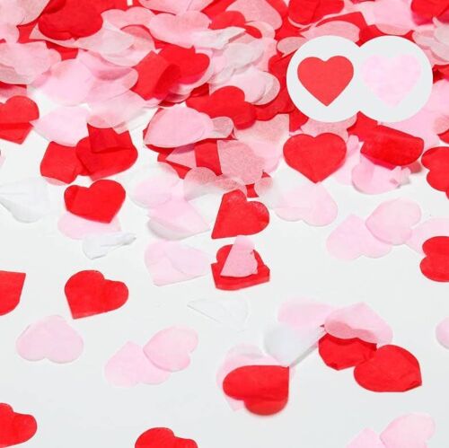 SJZG-Lot De 4000 Confettis En Forme De Coeur, 2,5 Cm, Pour Décoration De Table Romantique, Décoration De Mariage, Saint-Valentin, Anniversaire, Ballons De Corations, Fête (Rouge, Rose) (Mélange De Cou