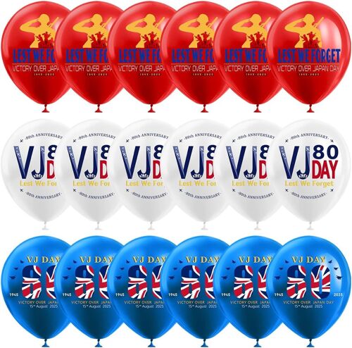 SJZG-Vj Day Lot De 18 Ballons En Latex Pour 80E Anniversaire De Mariage - 30,5 Cm - Ballons Vj Day - Pour Intérieur Et Extérieur - Décorations De Fête De Jardin