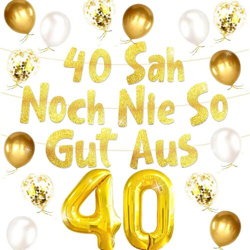 SJZG-Bannière 40 Ans Jamais Aussi Resplendissante Anniversaire Femme Homme Ballons Cadeaux Accessoires Fête Décoration Fête Anniversaire Femme