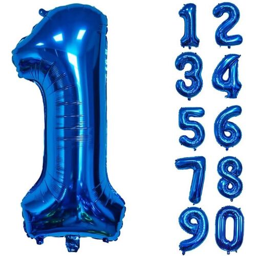 SJZG-Ballon Géant En Aluminium En Forme De Chiffre Pour Décoration De Fête D'Anniversaire, Nouvel An, Fête Prénatale, Anniversaire De Mariage (Bleu, 1)