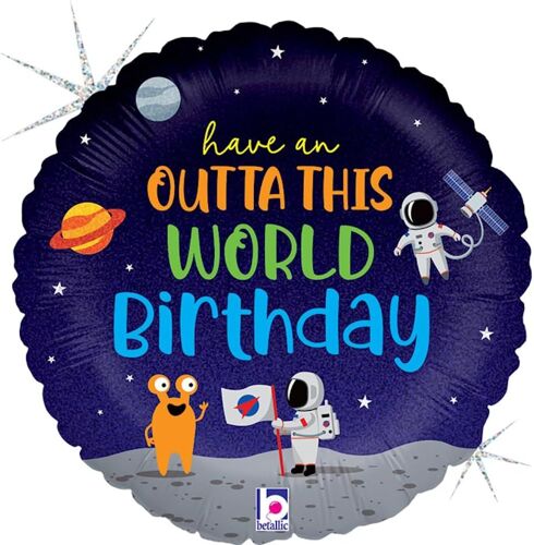SJZG-Ballon En Aluminium De 45,7 Cm Outta This World B-Day