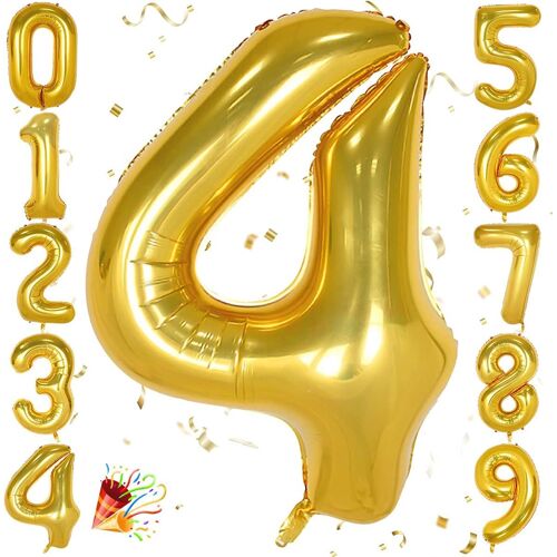 SJZG-Ballon Numéro 40 Pouces, Ballon Feuille Hélium D'Or 0 1 2 3 4 5 6 7 8 9 Ballons À Gros Chiffres,Ballons D'Âge, Occasions Romantiques, Mariage, Décoration De Fournitures D'Anniversaire
