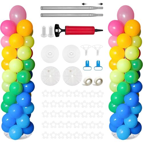 SJZG-Lot De 2 Supports De Colonnes De Ballons Robustes, Réglables De 2 M, Support Réutilisable Avec Sacs De Lest, Support Télescopique En Métal, Centre De Table, Tour De Ballons Pour Anniversaire, Ma