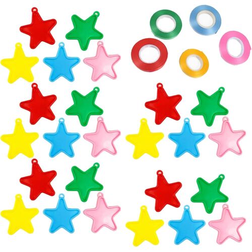 SJZG-Lot De 25 Poids De Ballons Rouges Et Ruban Pour Ballons À L'Hélium, Ficelle Et Poids De Ballons Pour Ballons Pour Fêtes, Célébrations, Décoration D'Anniversaire (Forme D'Étoile)