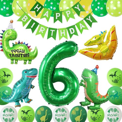 SJZG-Ensemble De Ballons De Fête D'Anniversaire Sur Le Thème Des Dinosaures Pour Garçons Et Filles \U2013 Décorations De Fête D'Anniversaire Pour 6E Anniversaire \U2013 Fournitures De Décoration De F