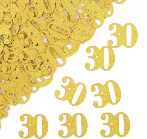 SJZG-Lot De 100 Confettis Dorés À Paillettes Pour 30E Anniversaire - Décoration De Table - Pour Femme Et Homme - 30E Anniversaire - Décoration De Table (30E Anniversaire)