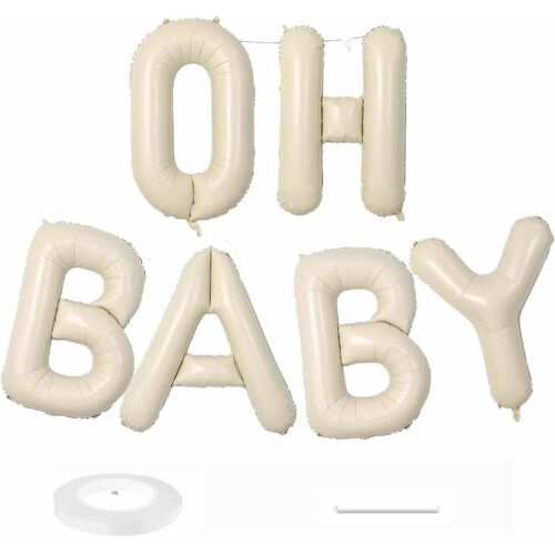SJZG-Oh Baby Ballon En Aluminium Avec Lettres Oh Baby Blanc Crème 40,6 Cm Pour Garçon Et Fille Décoration De Fête Prénatale