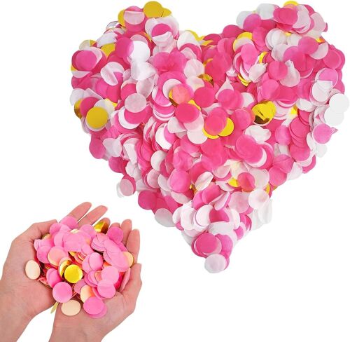 SJZG-Confettis Mariage,Contient Quatre Couleurs Confettis Anniversaire,Faciles À Utiliser Et À Nettoyer,Pour Fêtes, Carnavals,Anniversaires, Mariages, Saint-Valentin-Rouge, Blanc, Rose Clair, Or