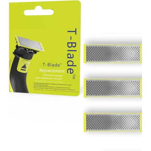 Lames De Remplacement T-Blade Compatibles Avec Les Rasoirs Oneblade | Haute Précision | Acier Inox | Longue Durée - Pack De 3 Unités[Z166] 