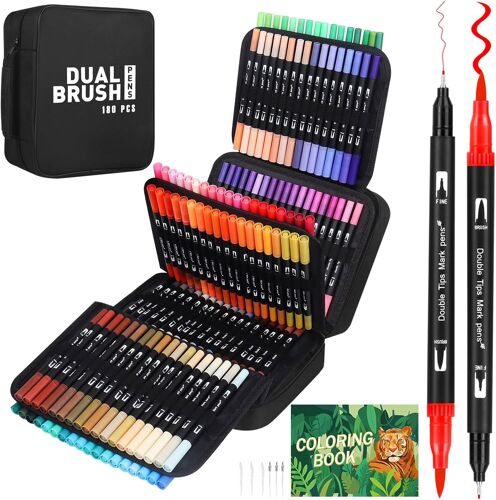 Feutres Coloriage Adulte, 168 Stylos À Colorier Stylos Pinceaux À Double Pointe Pinceaux Marqueurs D'art Calligraphie Lettrage Feutre Pour Coloriage Enfants, Dessin, Création Artistique