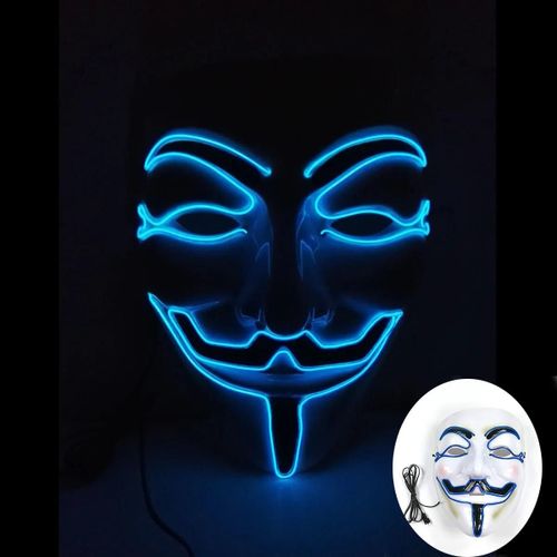 Masque À Thème De Film Lumineux Rave D'halloween, Masque Anonyme À Lumière Led V Pour Vendetta, Masque Complet Scintillant Pour Fête Cosplay-25