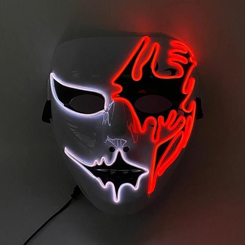 Masque De Ixd'halloween Cosplay, Lumière Led Shoous, El Neon Glowing Anime, Masques De Tim Ade, Masques De Carnaval D'horreur-Style 11