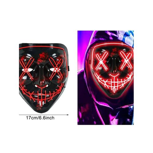 Masque D'halloween À Led Brille Dans Le Noir, Costume De Ix, Cosplay, Accessoires D'horreur Lumineux, Néon, Tim Ade-Olive