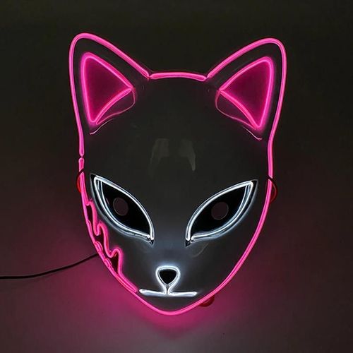 Masque De Ixd'halloween Cosplay, Lumière Led Shoous, El Neon Glowing Anime, Masques De Tim Ade, Masques De Carnaval D'horreur-Style 20