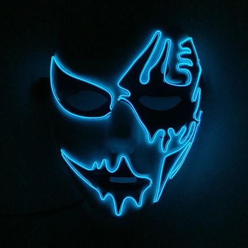 Masque De Ixd'halloween Cosplay, Lumière Led Shoous, El Neon Glowing Anime, Masques De Tim Ade, Masques De Carnaval D'horreur-Style 24