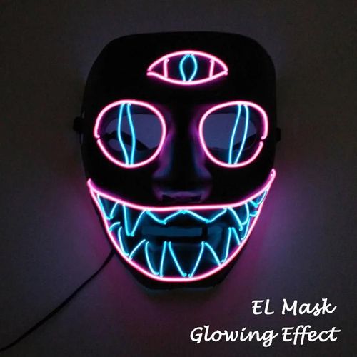 Masque De Ixd'halloween Cosplay, Lumière Led Shoous, El Neon Glowing Anime, Masques De Tim Ade, Masques De Carnaval D'horreur-Style 26