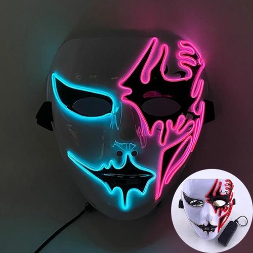 Masque De Danse Shuffle Masque De Purge Lumineux Démon Slayer Mascarade Lumineuse Masque De Cosplay Pour Halloween Horreur Accessoires De Maison Hantée-C05