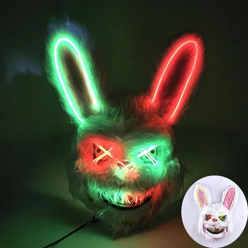 Offre Spéciale Brillant Cosplay Lapin Ours Masque Effrayant Sanglant Tueur Masque Néon Horreur Lapin Masque Halloween Masque Fournitures-Rabbit 04