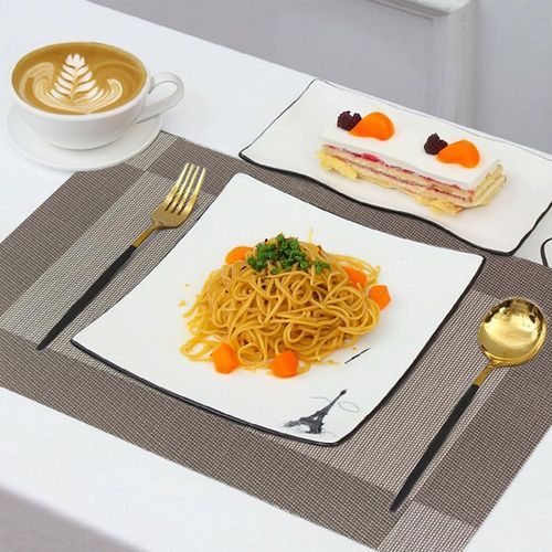 Kalanka-Sets De Table Lavables, Lot De 6 Set De Table En 70% Pvc Et 30% Polyester, Antidérapant, Résistant À La Chaleur, Pour Table De Cuisine,Marron
