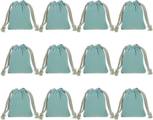 100% Sacs À Cordon Réutilisables En Coton, 3X4 Pouce 12 Pcs Sacs À Poussière Lavables En Coton Multi-U S, Organisateur De Bagages, Pour Les Essentiels De Voyage, Vert Menthe
