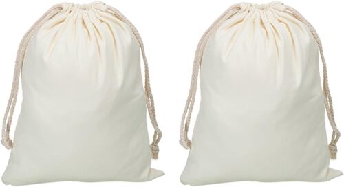 Sacs À Cordon Réutilisables En Coton, 2X15 Pouce 2 Pcs Sacs À Poussière Lavables En Coton Multi-U S, Organisateur De Bagages, Pour Les Essentiels De Voyage, Crème
