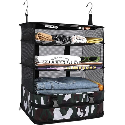 Organ Ur De Placard À Suspendre À 3 Étagères En Tissu Oxford Pliable Et Lavable Avec 2 Crochets Camouflage Xl