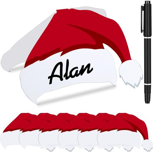 SJZG-25 Pcs Cartes De Nom De Table De Père Noël Cartons De Placement De Noël Cartes De Siège De Noël Étiquettes Marque-Places Décoratives Avec Marqueur Noir Décoration De Table De Fêtes À Manger