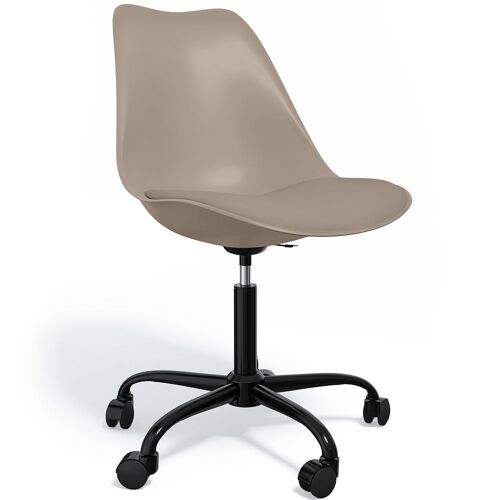Chaise de bureau pivotante Tulip avec roulettes - Structure noire Taupe