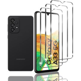 SJZG-3 Pièces Verre Trempé Compatible Avec Samsung Galaxy A33 5G Film Protection Écran, Anti Rayures, Ultra Claire, Sans Bulles, Dureté 9H Glass, Pour Samsung Galaxy A33 5G