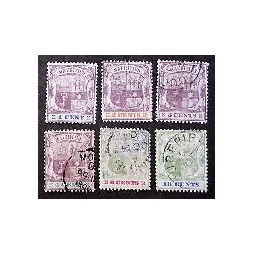 Maurice Oblitéré N° 86 À 91 Lot De 6 Timbres De 1895-97 (Série Complète)