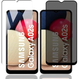 SJZG-[1+1 Pièces Verre Trempé Anti Espion Pour Samsung Galaxy A02S + Verre Trempé Protection Écran, Dureté 9H /Couverture Complète/Hd. Film Protection Écran Pour Samsung Galaxy A02S