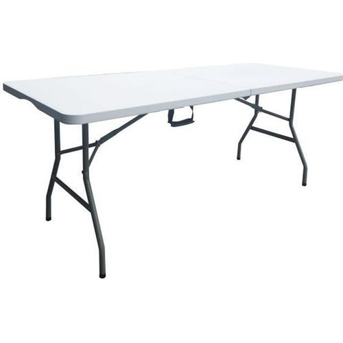 Table De Réception Traiteur Pliante - 8 Personnes - 180x74xh73,5 Cm - Structure En Acier Et Plateau En Polyéthylène Pehd - Blanc