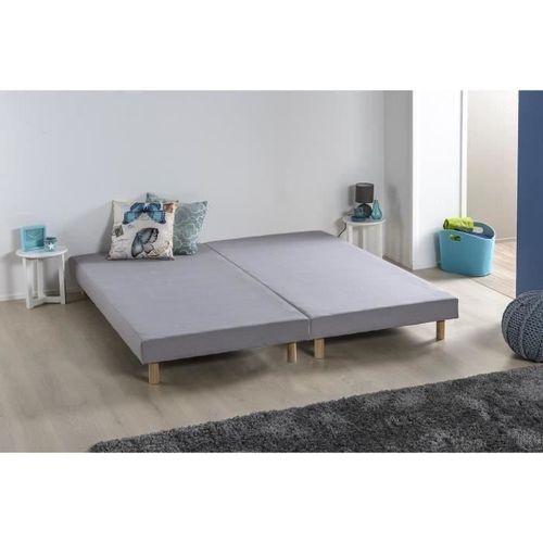 Sommiers tapissiers a lattes x 2 - 180 x 200 - Bois massif gris pieds - FINLANDEK Rakenne