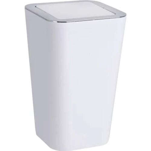 WENKO Poubelle Salle de Bain, Poubelle à couvercle basculant, Candy, Plastique, 6L, 18x28,5x18 cm, Blanc