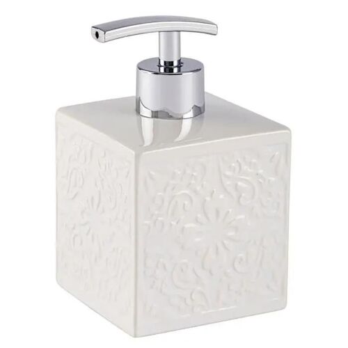 Distributeur de savon liquide - WENKO - Cordoba - Céramique haut de gamme - 500 ml - Blanc