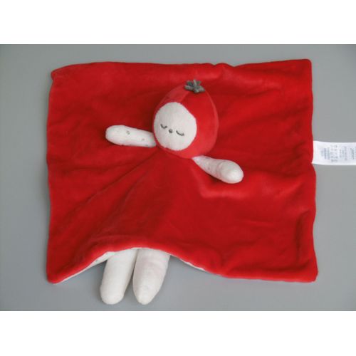 Doudou Tomate Fraise Plat Rouge Blanc Étoiles Obaïbi