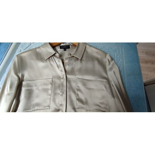 Chemisier En Soie Caroll, Taille 40,  Beige