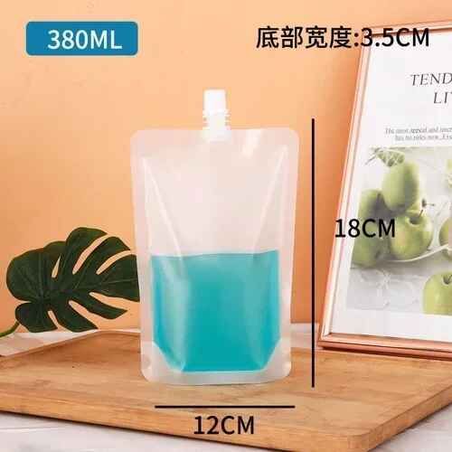 Sacs épais à buse d'aspiration givrée autoportante,sac de liquide pour boissons au lait de soja,sac externe Portable chauffant avec scellage - Type 0.86cm 380ML