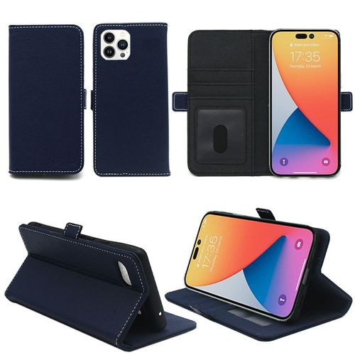 Housse bleue pour Apple iPhone 15 5G 6,1 pouces Etui de protection Portefeuille à Rabat avec Porte Cartes XEPTIO