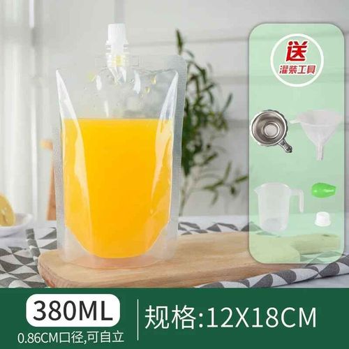 Sac de buse d'aspiration Transparent jetable,100 pièces,épaississement du lait,thé,jus de fruits,emballage,sac de scellage,sac de boisson indépendant - Type 0.85cm 380ml-Clear