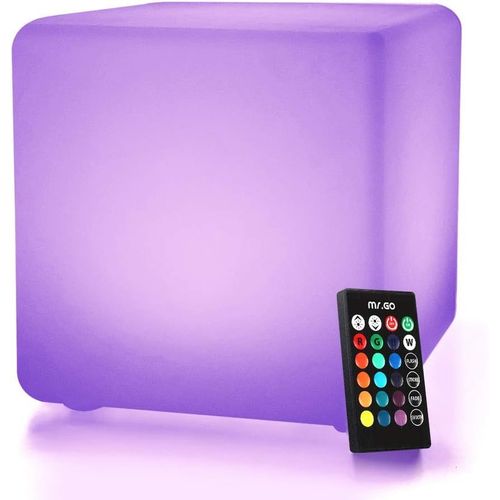 10"" Led Cube Lumineux Lampe D' Avec Télécommande,Couleur Changeante Cube Lampe De Nuit,16 Rgb Couleurs,Dimmable Luminosité,Batterie Rechargeable,Imperméable Pour Intérieur Extérieur