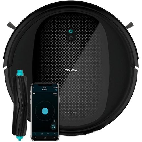 Robot Aspirateur Et Friandises,Conga Flash Connected Titanium. Technologie Ramdon,160 Min Autonomie,2100 Pa,3 Niveaux De Puissance,Brosse Pour Animaux De Compagnie,6 Modes Et App