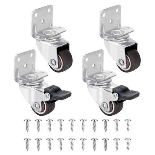 4 Pièces Roulettes Pour Meubles 32mm,2 Roulettes Pivotantes Avec Frein Et 2 Sans Frein,Tpe Roulette Charge Lourde Avec Vis,Pour Lit Bébé,Armoire,Étagère À Fleurs,Diable