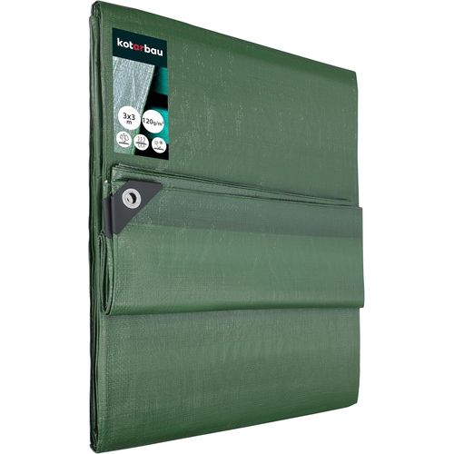 Spwa-® Bâche De Protection Extérieur - Polyéthylène - 3 X 3 M - Vert Olive - 120 G/M² - Bâche Avec ?Illets - Anti Uv - Toile De Protection - Couverture Impermeable Exterieu