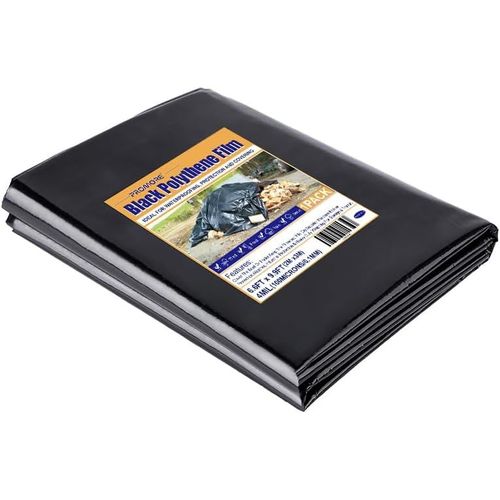 Spwa-Bâche En Plastique Polyéthylène Noir Très Épaisse De 2 X 3m (125mu /500g) Revêtement D'étang, Bâche De Construction Robuste En Plastique Imperméable Couverture De Sol Jardin Peinture