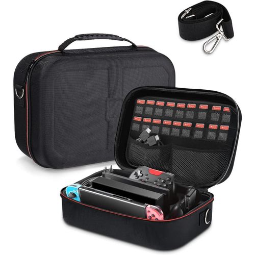 Etui pour Nintendo Switch & Switch OLED,Pochette Housse Switch,Sacoche Switch Rigide de Rangement pour Console Switch,Dock,Joy-Cons,18 Cartouche de Jeux avec Accessoires