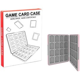 Boîte de Rangement pour Cartes de Jeu Switch/Switch OLED/Lite-Étui en Silicone Magnétique Antichoc,Capacité 32 Cartes,Coffret Compact de Stockage pour Nintendo Switch (Couleur Rose)